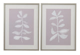Bassett Lavender, White, Silver Frame Fresh Leaves Framed Print s/2