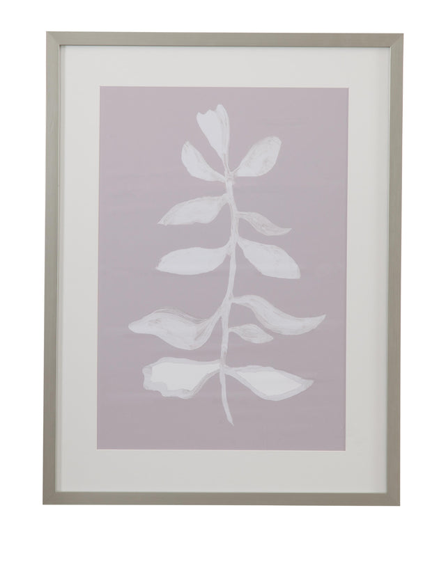 Bassett Lavender, White, Silver Frame Fresh Leaves I Framed Print