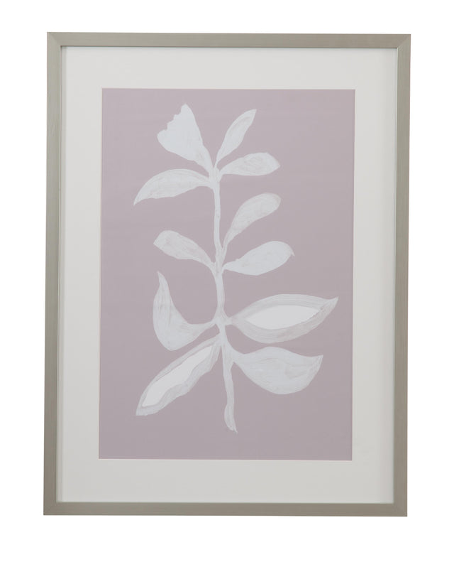 Bassett Lavender, White, Silver Frame Fresh Leaves II Framed Print