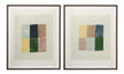Bassett Mauve, Green, Yellow, Navy, Walnut Frame Sunny Patchwork Framed Print s/2
