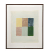 Bassett Mauve, Green, Yellow, Navy, Walnut Frame Sunny Patchwork II Framed Print