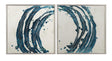 Bassett Rich Teal Blue, Silver Frame Embellished Blue Circle Framed Print s/2