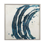 Bassett Rich Teal Blue, Silver Frame Embellished Blue Circle I Framed Print