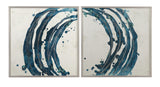 Bassett Rich Teal Blue, Silver Frame Embellished Blue Circle I Framed Print