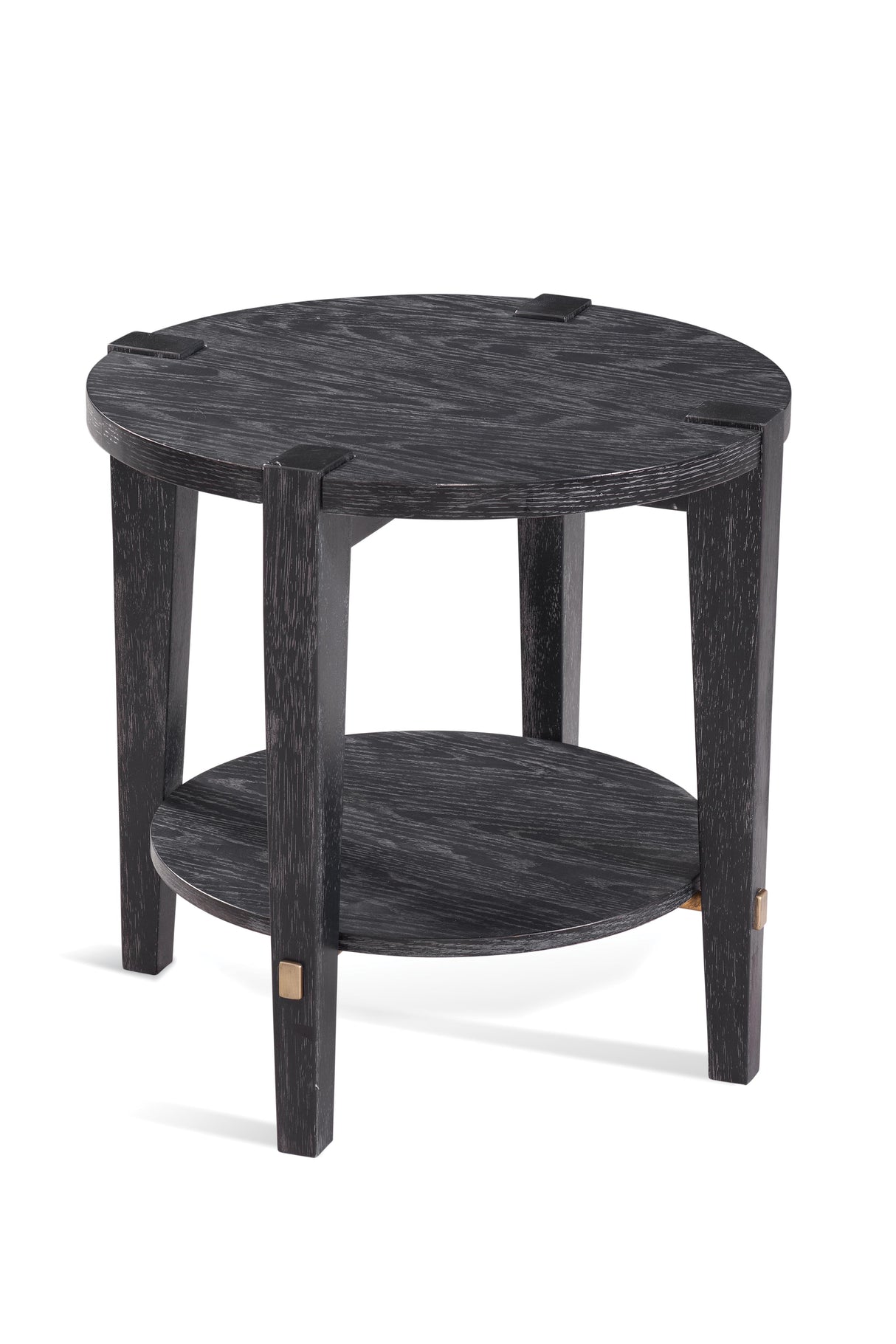 Bassett Black/White wax/Gold Bars Whitfield Round End Table