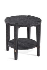 Bassett Black/White wax/Gold Bars Whitfield Round End Table