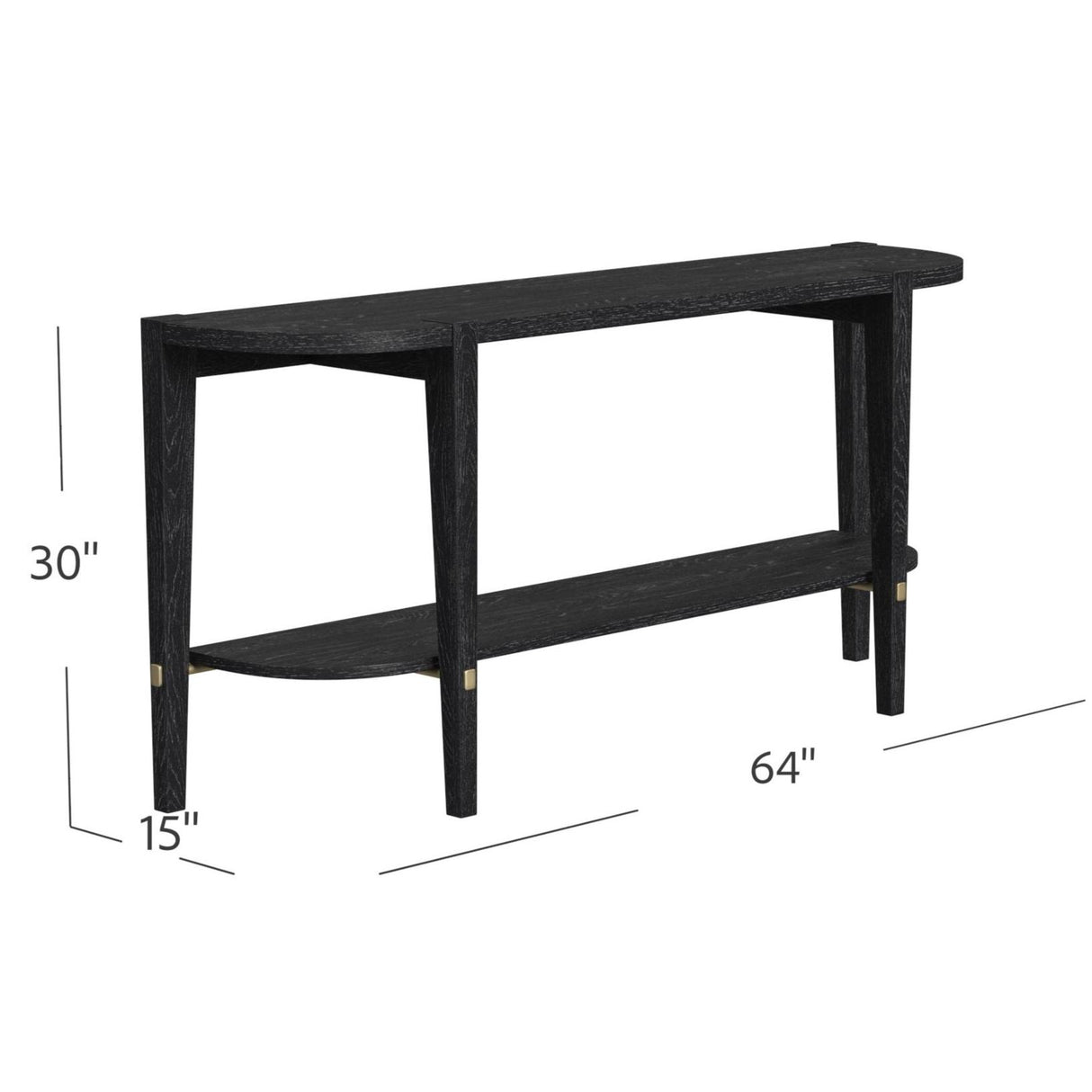 Bassett Black/White wax/Gold Bars Whitfield Console Table