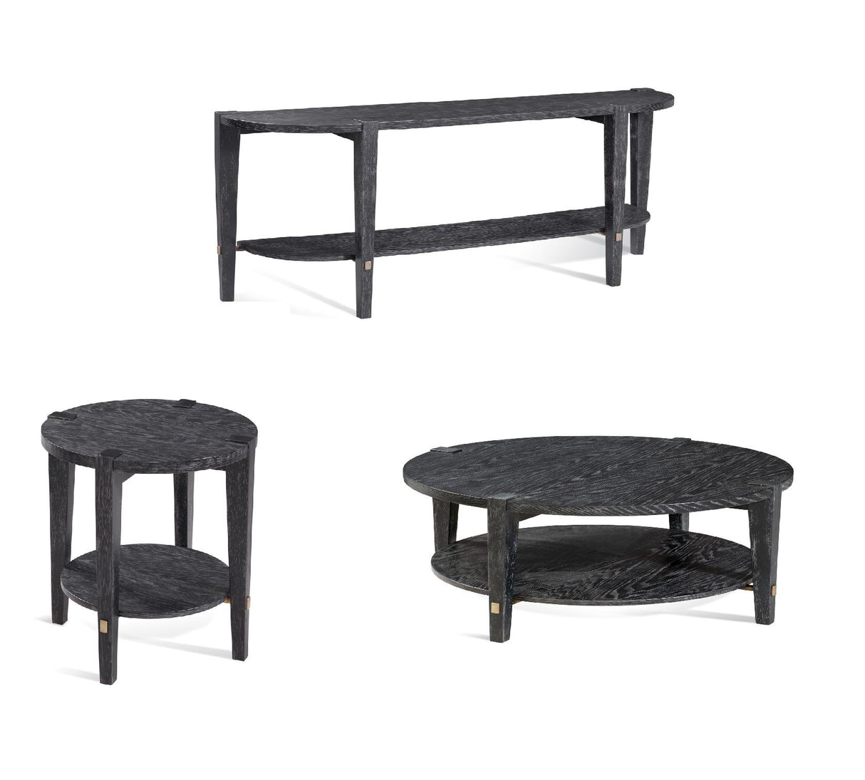 Bassett Black/White wax/Gold Bars Whitfield Console Table