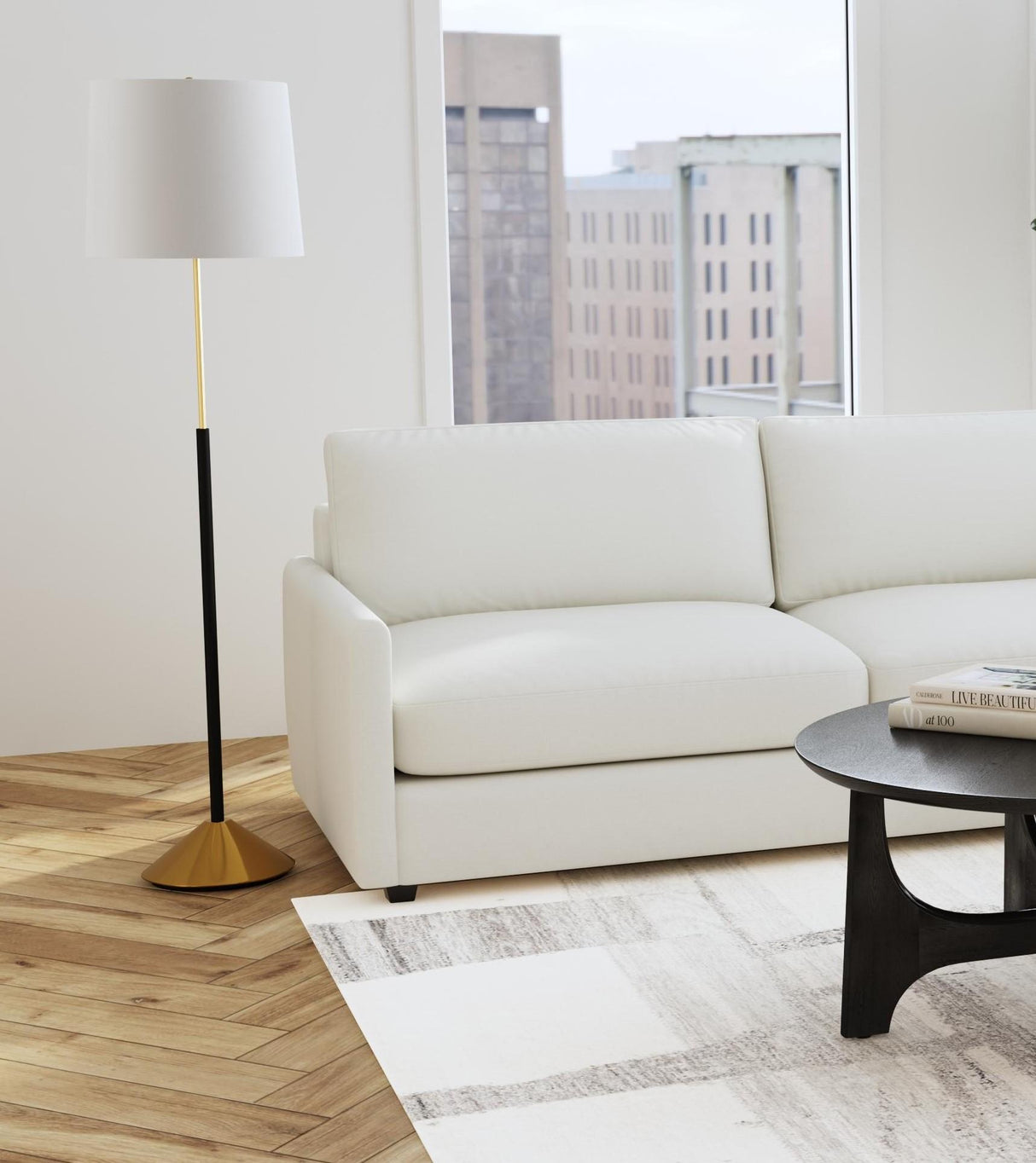 Bassett Black/Brushed Brass Sindi Floor Lamp