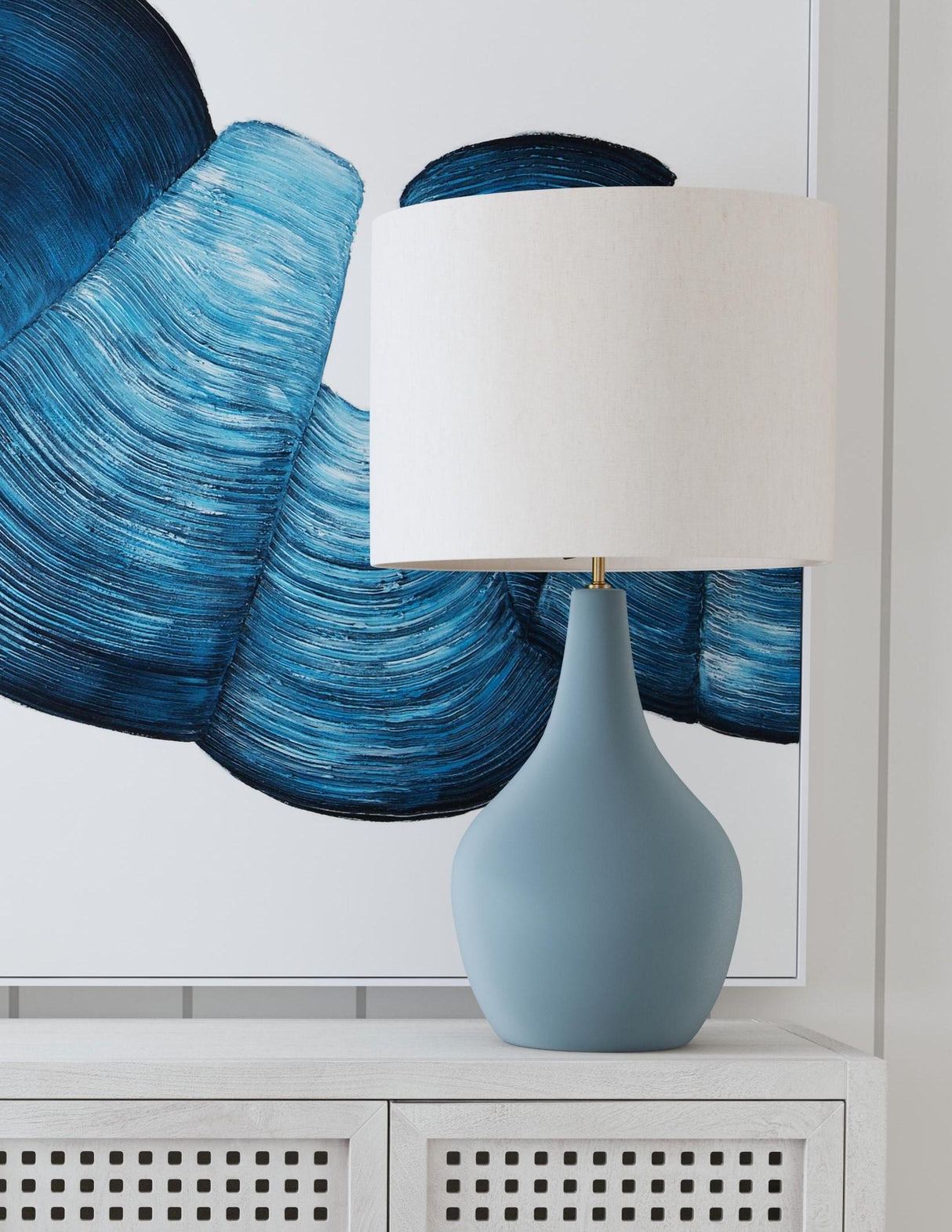Bassett Light Grey Blue Rawlins Table Lamp