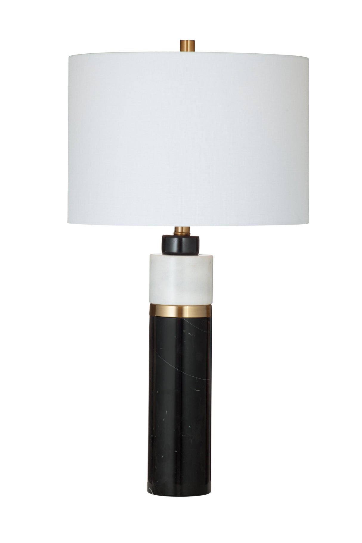 Bassett Black/White/Brass Gregory Table Lamp