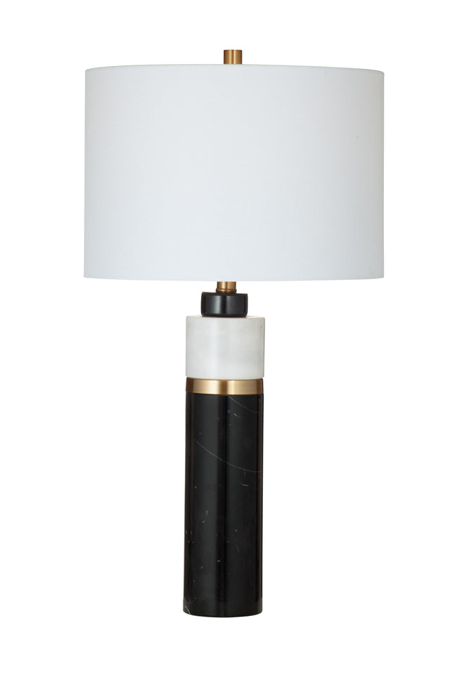 Bassett Black/White/Brass Gregory Table Lamp
