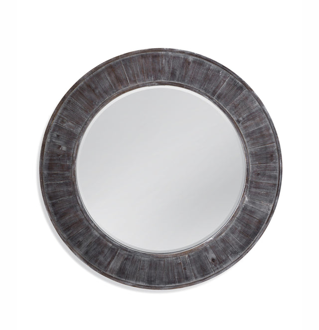 Bassett Distressed Gray Hunter Round Mirror