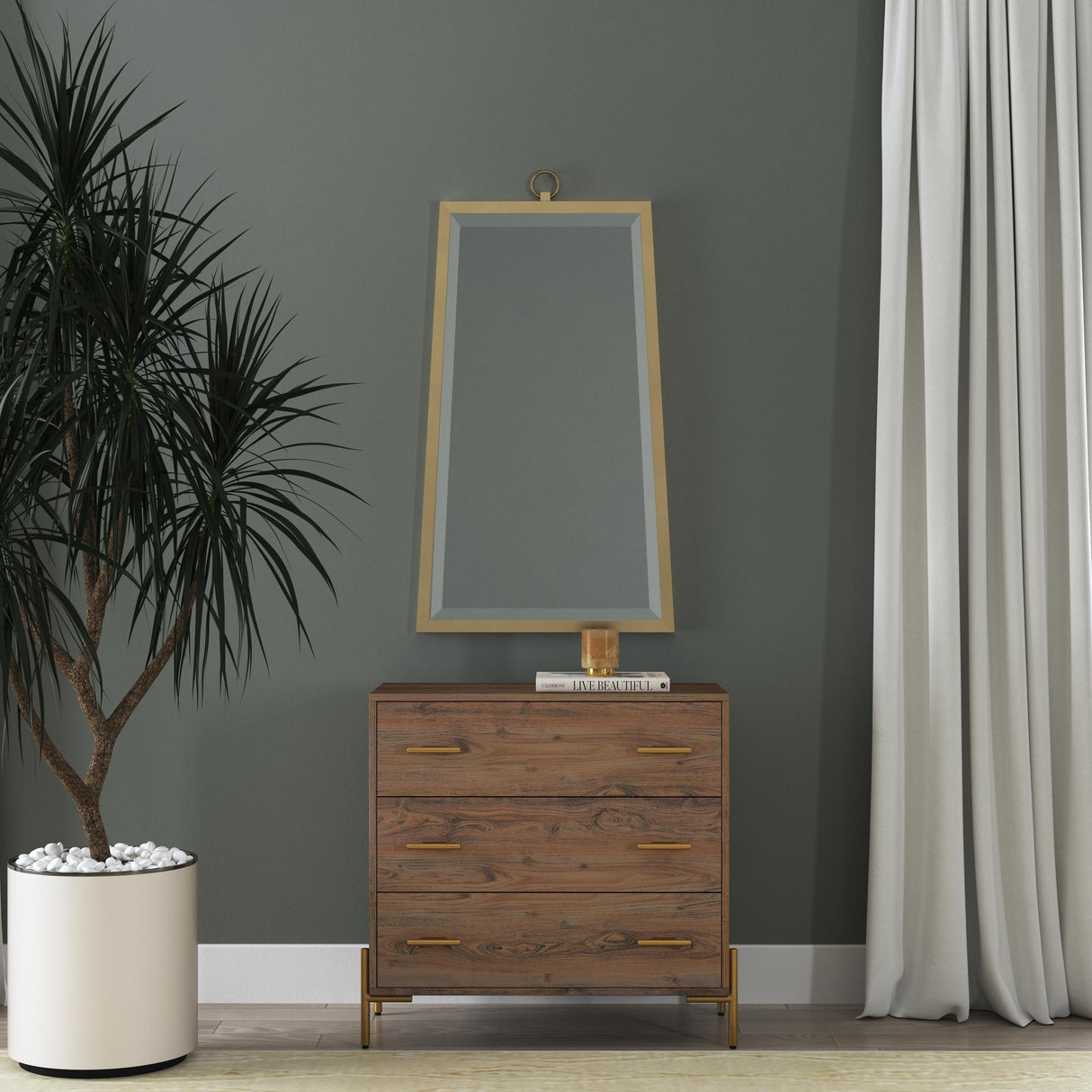Bassett Distressed Gray Hunter Round Mirror