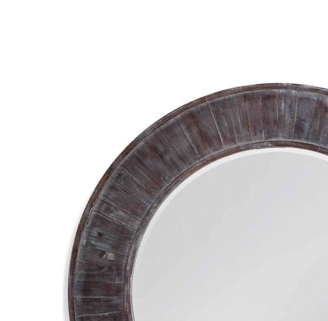 Bassett Distressed Gray Hunter Round Mirror