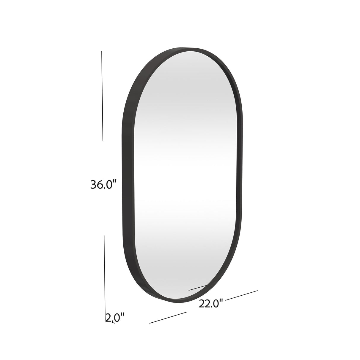 Bassett Matte Black Oval Wall Mirror