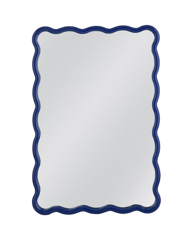 Bassett Navy Lacquer Camellia Rectangular Wall Mirror