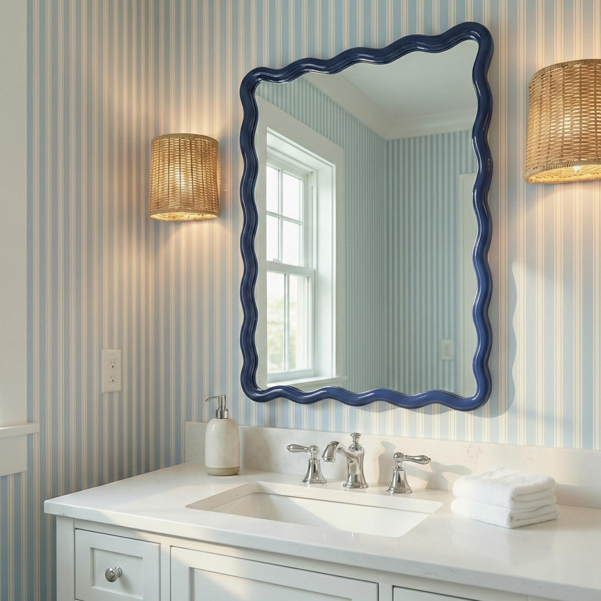 Bassett Blue Camellia Rectangular Wall Mirror