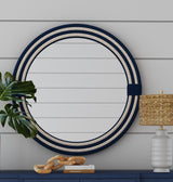 Bassett White/Navy Helm Wall Mirror
