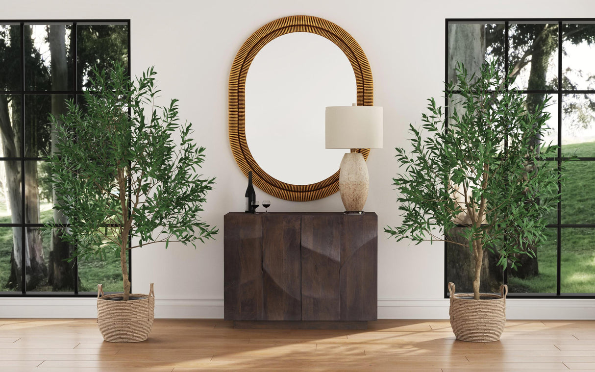 Bassett Matte Black Round Renn Wall Mirror