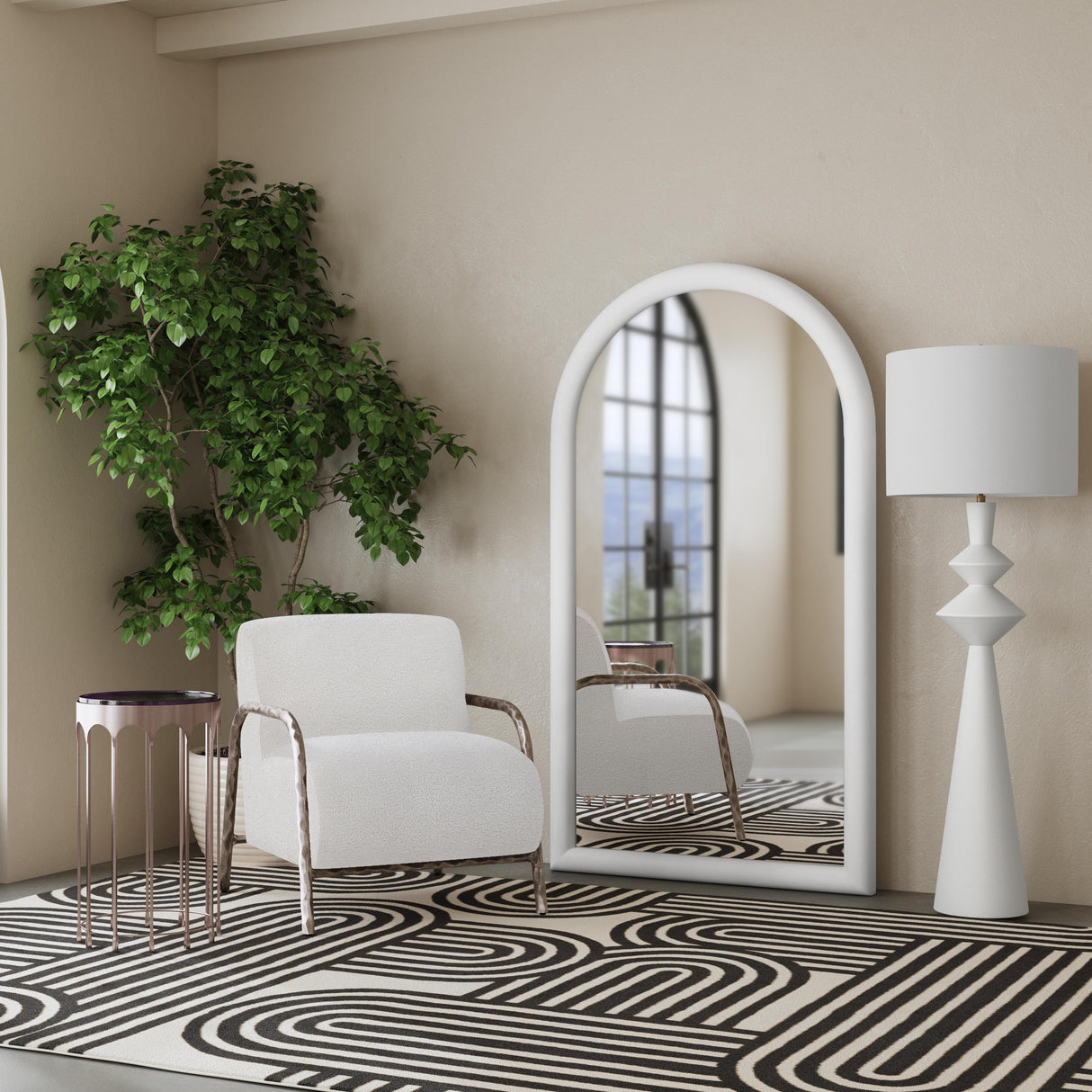 Bassett White Vega Floor Mirror
