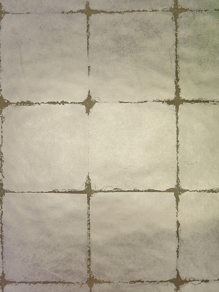 Old World Weavers Silver Leaf Squares Platinum Wallpaper