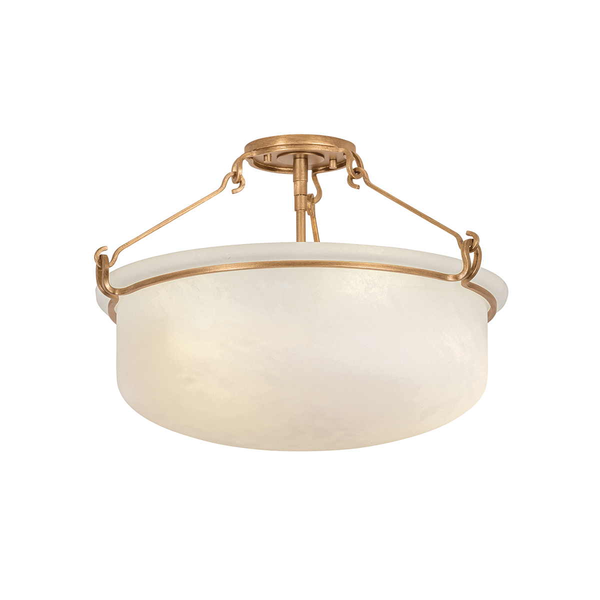 Hudson Valley Lighting Lowerre PATINA GOLD LEAF 21.75W x 14.25H Semi-Flush Mount