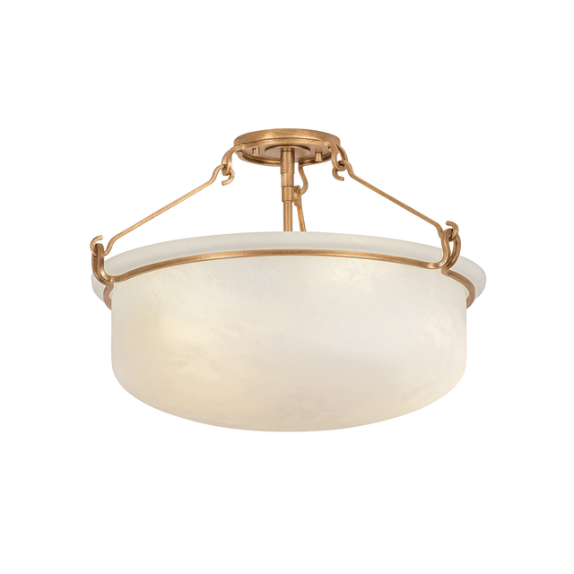 Hudson Valley Lighting Lowerre PATINA GOLD LEAF 21.75W x 14.25H Semi-Flush Mount