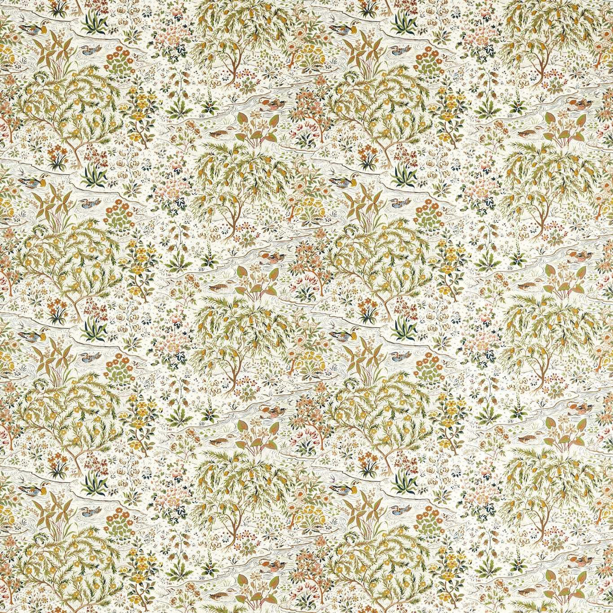 Sanderson Moat Birds Fawn/Harvest Fabric
