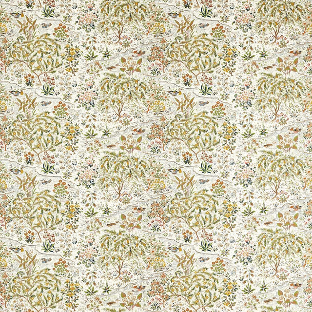 Sanderson Moat Birds Fawn/Harvest Fabric
