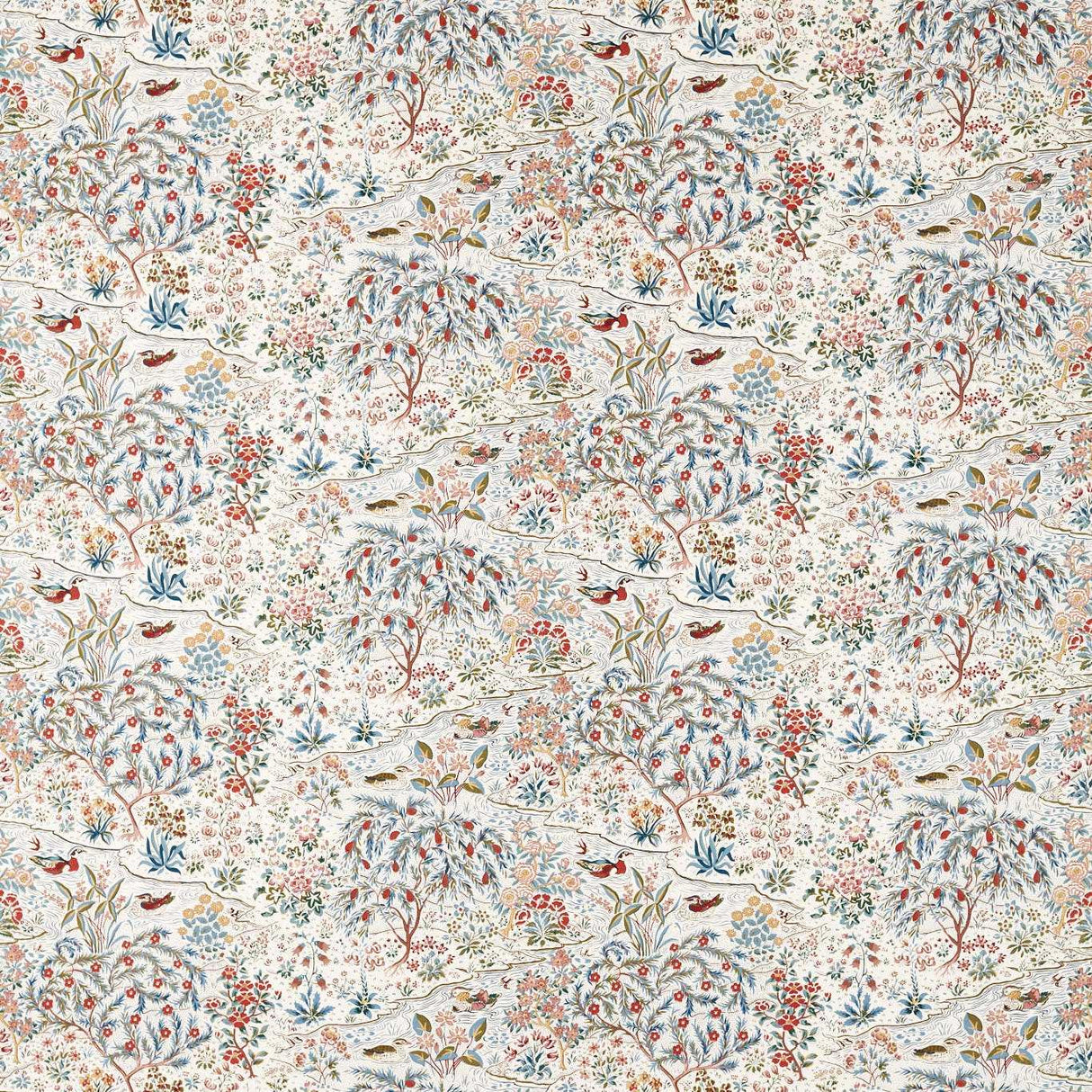 Sanderson Moat Birds Blue Clay/Mallow Fabric