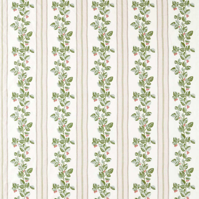 Sanderson Cobnut Stripe Leaf Green/Berry Fabric