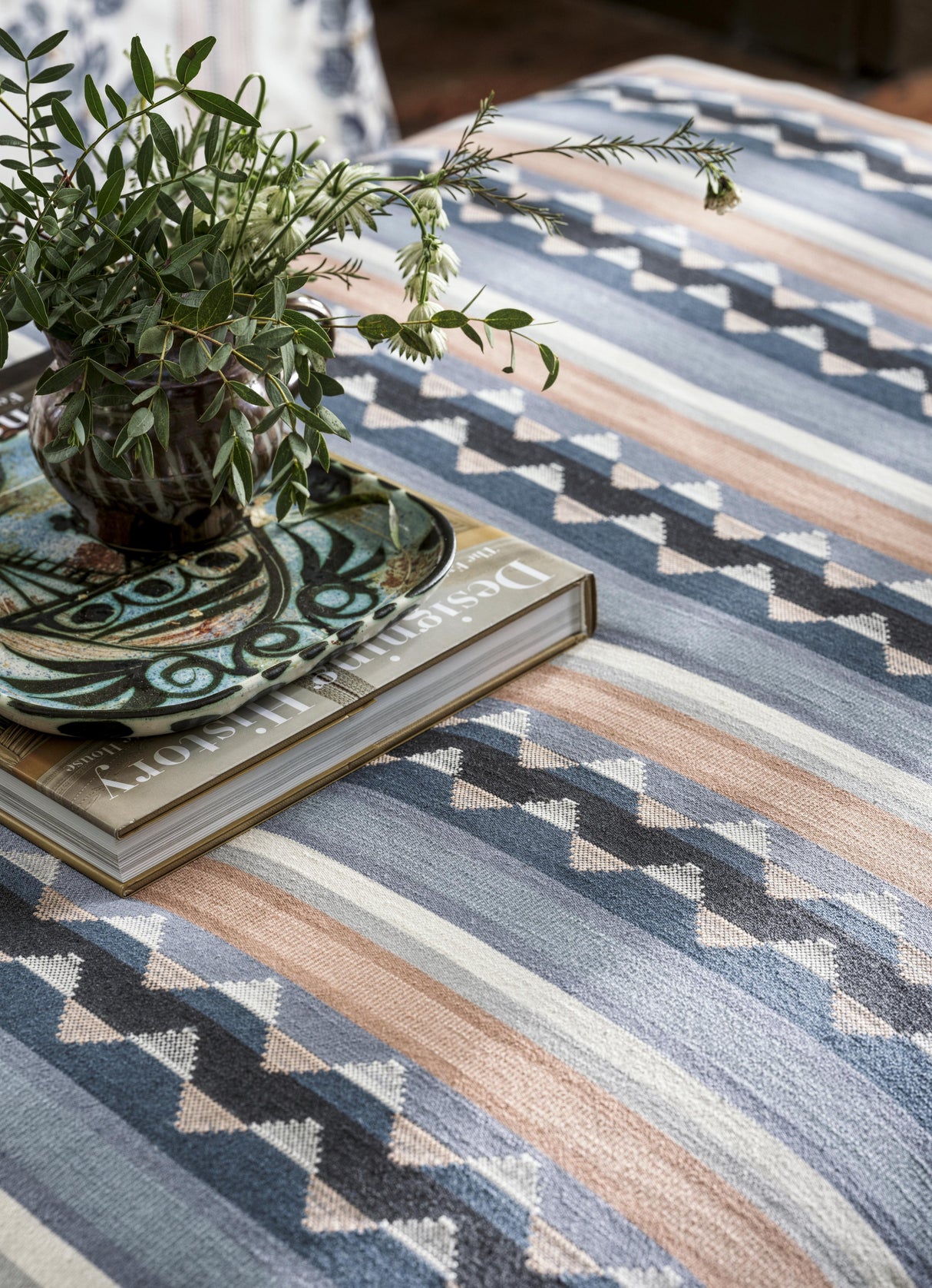 Sanderson Lutley Stripe Porcelain/Blossom Fabric