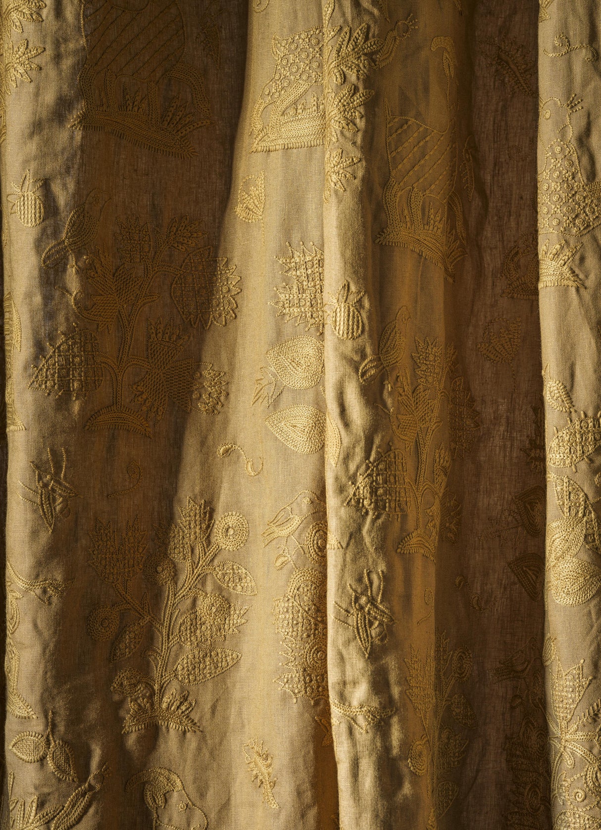 Sanderson Medieval Embroidery Mustard Fabric