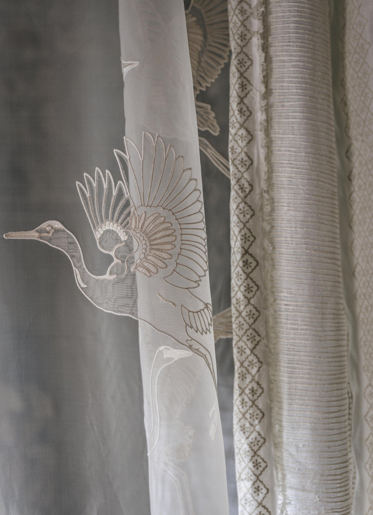 Sanderson Great Egrets Silk Fabric