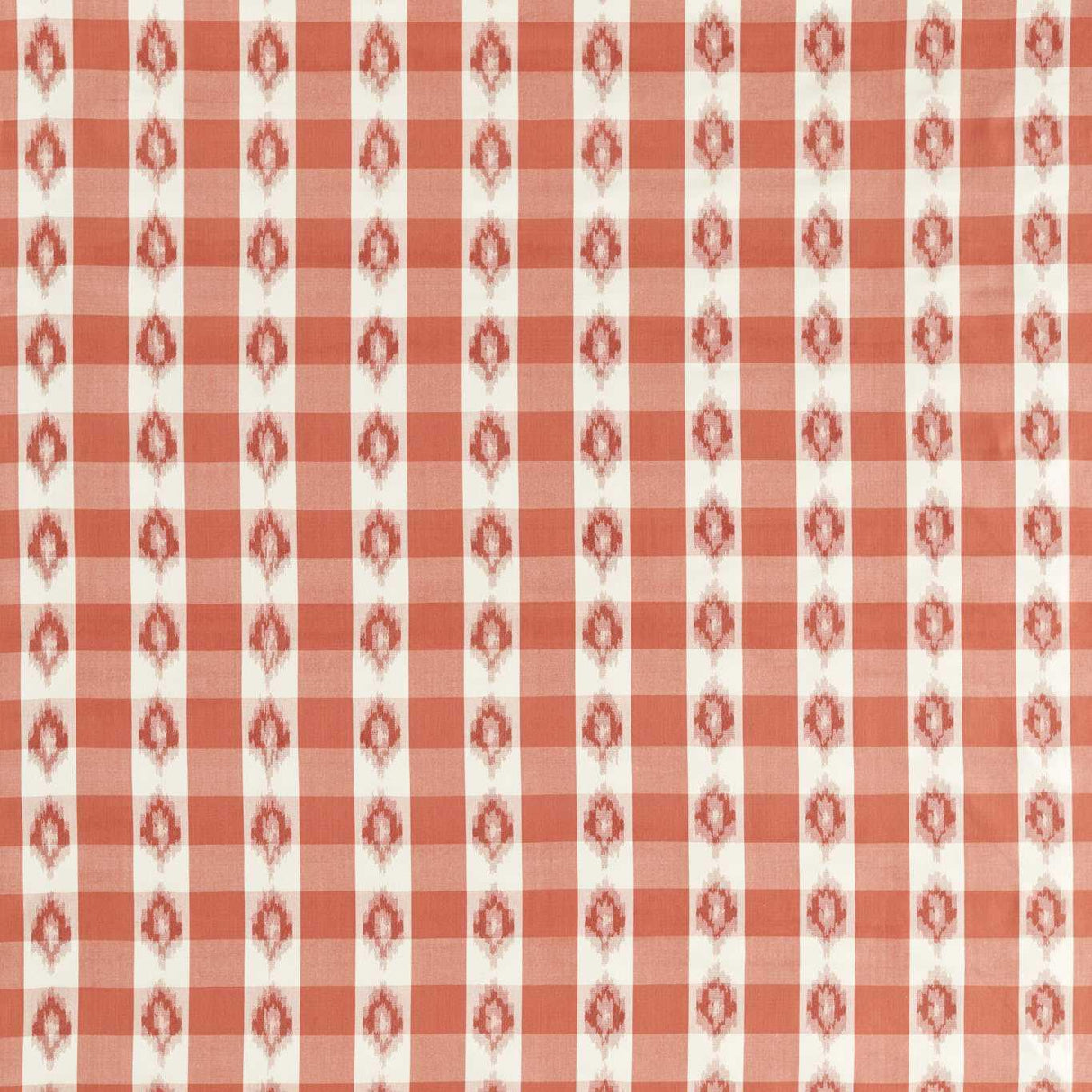 Sanderson Odisha Check Coral Fabric