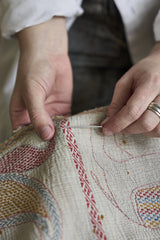Harlequin Kantha Indigo/Maroon Fabric