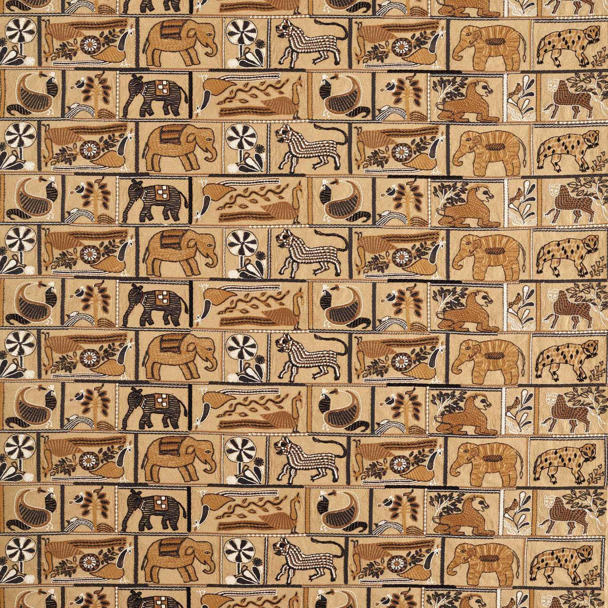 Harlequin Kantha Ochre/Charcoal Fabric