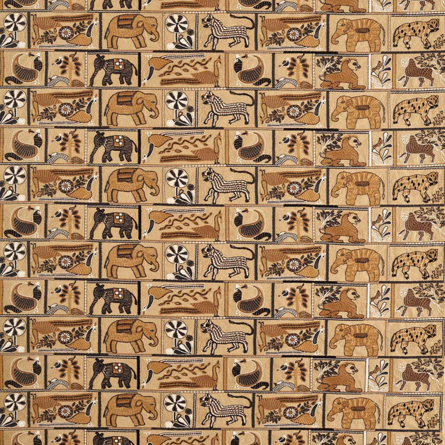Harlequin Kantha Ochre/Charcoal Fabric