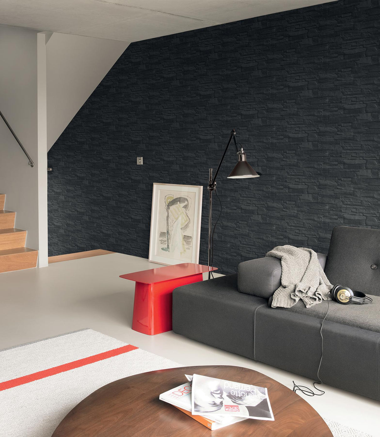 Advantage Collegiate Charcoal Stacked Slate Wallpaper