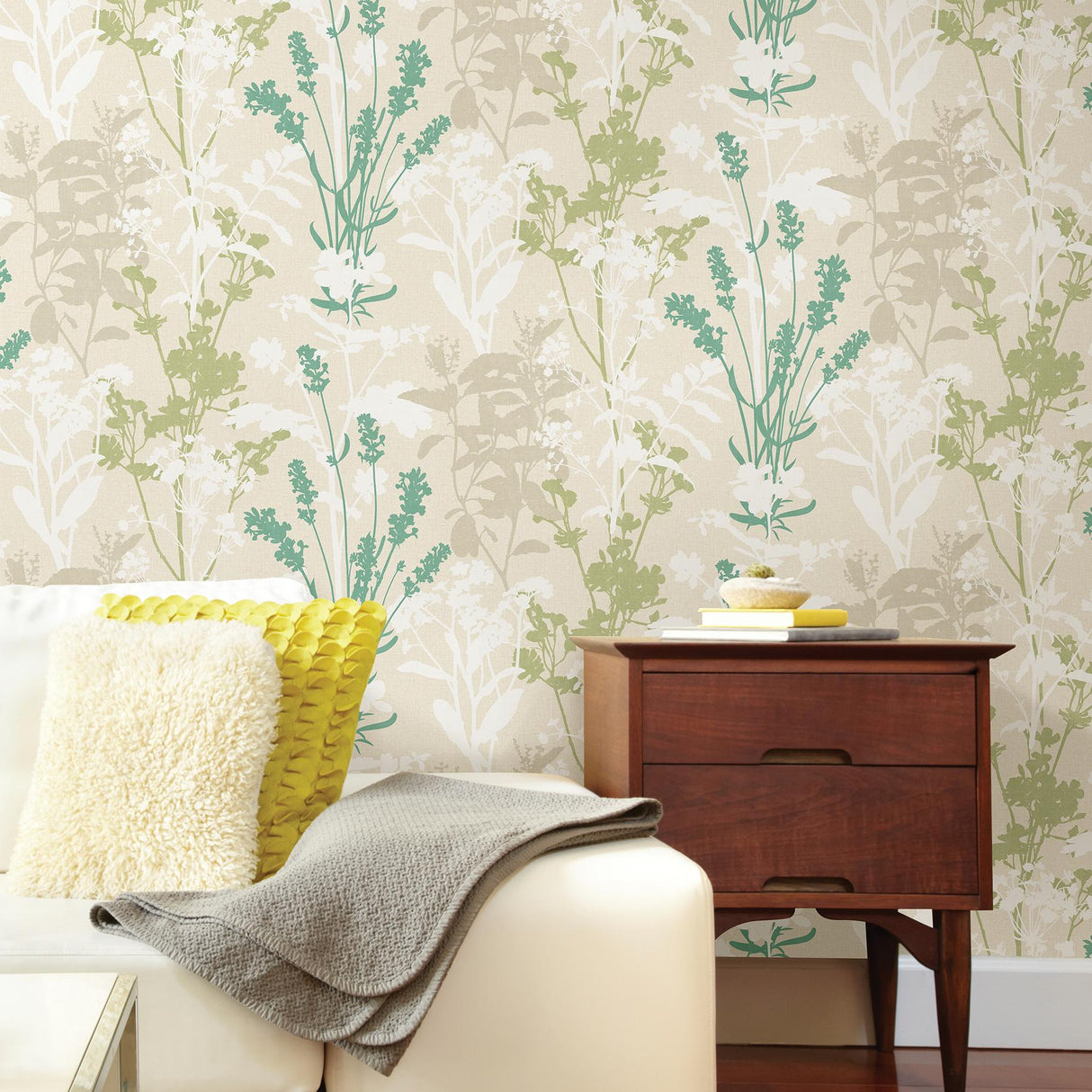 Advantage Santa Lucia Green Wild Flowers Wallpaper