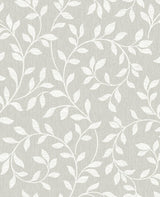 Advantage Torrey Light Grey Leaf Trail Wallpaper