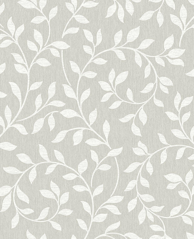 Advantage Torrey Light Grey Leaf Trail Wallpaper