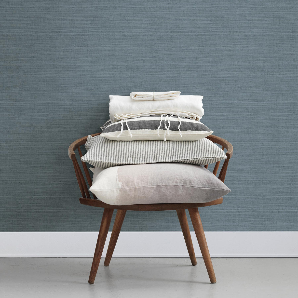 Advantage Ashleigh Blue Linen Texture Wallpaper