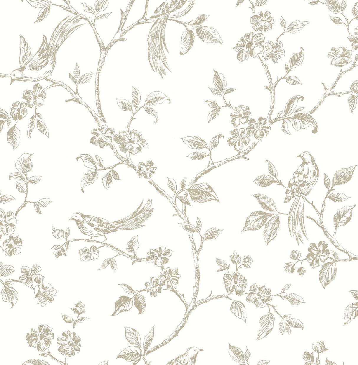 Advantage Ray Taupe Bird Trail Wallpaper