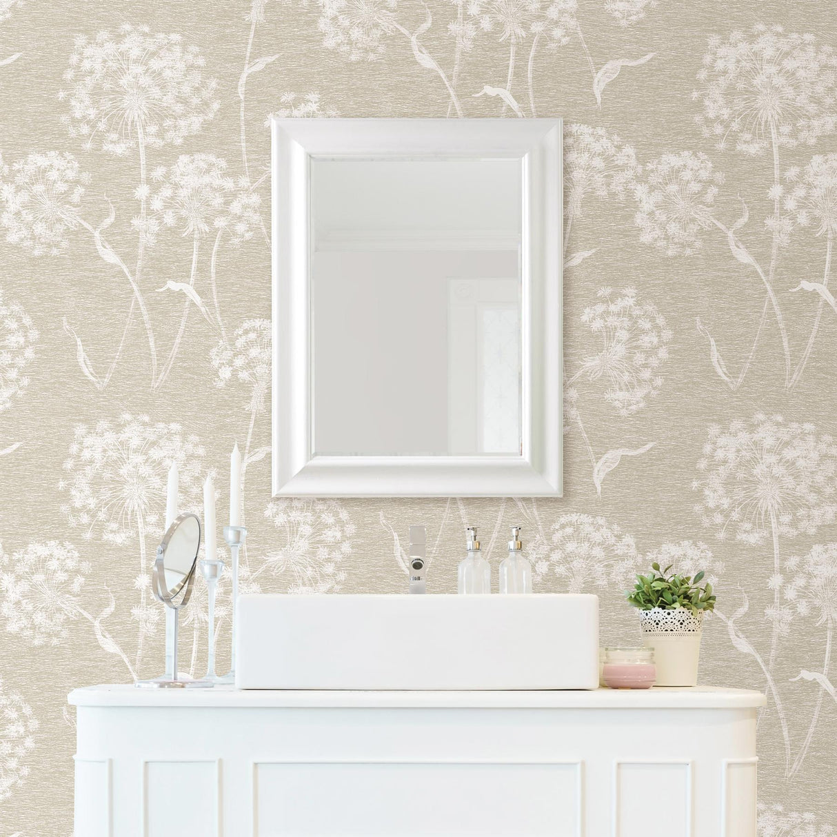 Advantage Garvey Taupe Dandelion Wallpaper