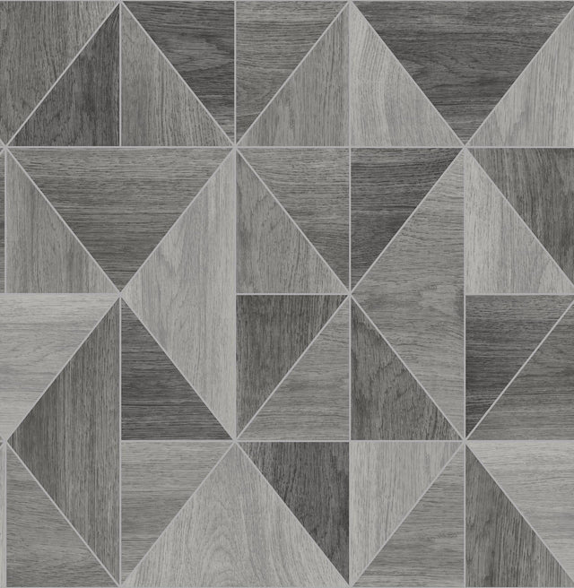 Advantage Simpson Grey Geometric Wood Wallpaper