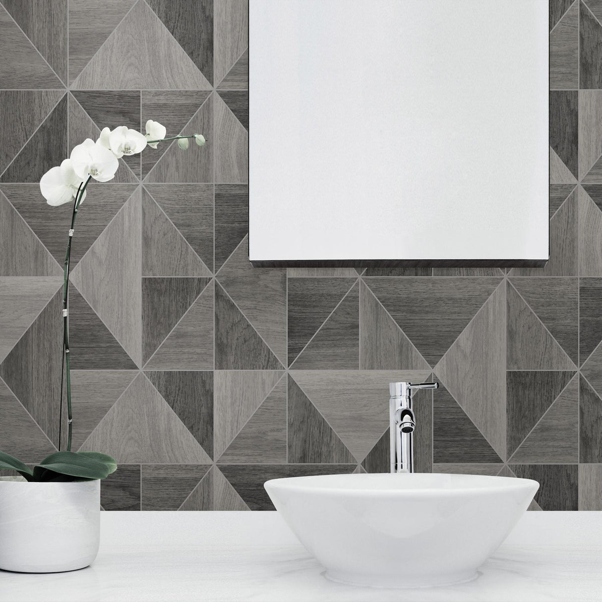 Advantage Simpson Grey Geometric Wood Wallpaper