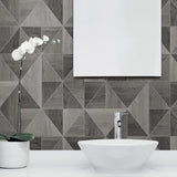 Advantage Simpson Grey Geometric Wood Wallpaper