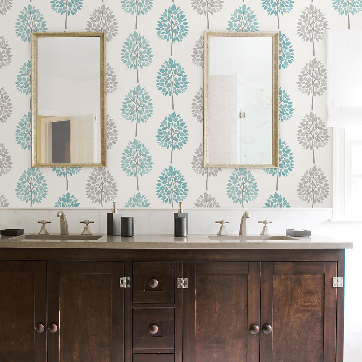 Advantage Saar Aqua Tree Wallpaper